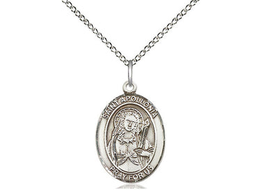 Sterling Silver St. Apollonia Patron Saint Medal Necklace 3/4 x 1/2 inch on 18 inch Chain by Bliss