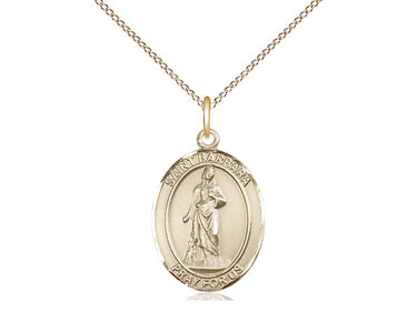 14kt gold filled St. Barbara patron saint medal necklace 3/4 inch x 1/2 inch with 18 inch chain by Bliss