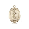 14kt solid gold St. Barbara patron saint medal pendant 3/4 x 1/2 inches handcrafted by Bliss Manufacturing USA