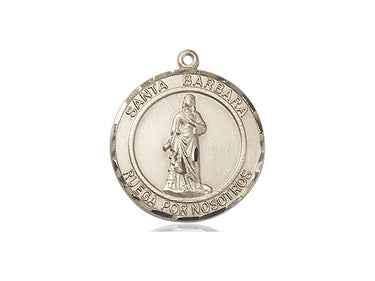 14kt solid gold Santa Barbara St. Barbara patron saint medal pendant 3/4 x 5/8 inches handcrafted Bliss USA