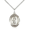 Sterling Silver St. Barbara Patron Saint Medal Necklace 3/4 x 1/2 inch with 18 inch chain by Bliss Manufacturing