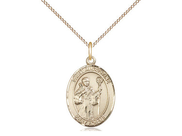 Gold Filled St. Augustine Patron Saint Medal Necklace 3/4 x 1/2 inch on 18 inch Chain by Bliss