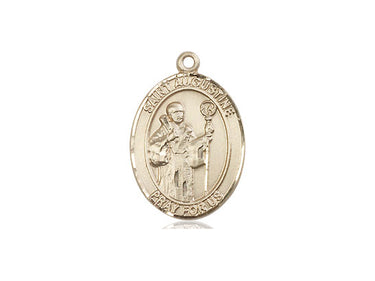 14kt Solid Gold St. Augustine Patron Saint Medal Pendant 3/4 x 1/2 inch by Bliss