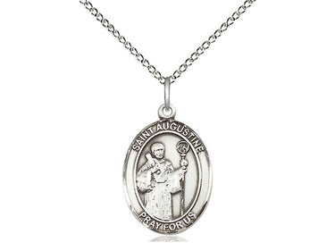 Sterling Silver St. Augustine Patron Saint Medal Necklace 3/4 x 1/2 inch with 18 inch Chain by Bliss