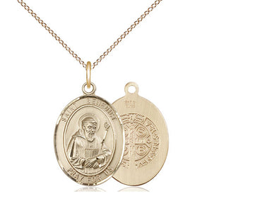 14kt Gold Filled St. Benedict Patron Saint Medal Necklace 3/4 x 1/2 inch with 18 inch chain handmade by Bliss