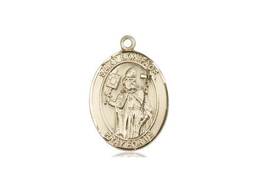 14kt solid gold St. Boniface patron saint medal pendant 3/4 inch, handcrafted heirloom quality by Bliss Manufacturing USA