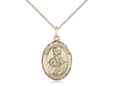 14kt gold filled St. Alexander Sauli patron saint medal necklace, 3/4 x 1/2 inch pendant with 18 inch chain, handmade by Bliss