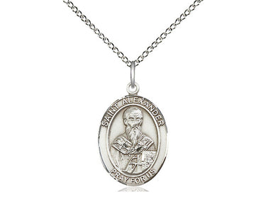 Sterling Silver St. Alexander Sauli Patron Saint Medal Necklace 3/4 x 1/2 inch with 18 inch Chain by Bliss