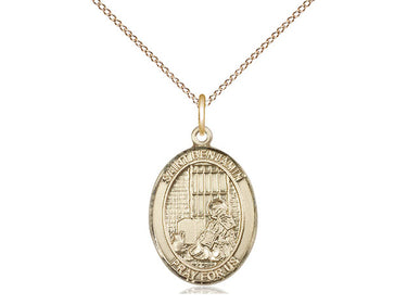 Gold Filled St. Benjamin Patron Saint Medal Necklace 3/4 inch by 1/2 inch on 18 inch chain by Bliss
