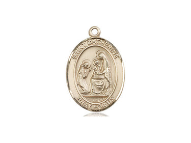 14kt Solid Gold St. Catherine of Siena Medal Pendant 3/4 inch x 1/2 inch handcrafted by Bliss Manufacturing