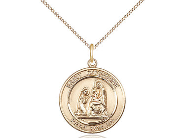 14kt Gold Filled St. Catherine of Siena Medal Necklace 3/4 inch x 5/8 inch with 18 inch chain by Bliss