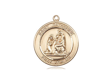 14kt solid gold St. Catherine of Siena patron saint medal pendant, 3/4 x 5/8 inches, handcrafted by Bliss Manufacturing