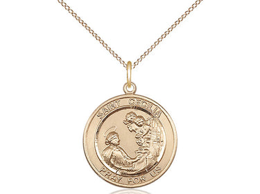 14kt Gold Filled St. Cecilia patron saint medal necklace with 18 inch chain by Bliss Manufacturing