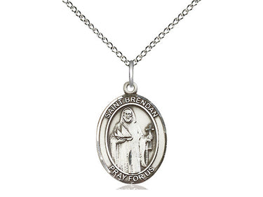 Sterling Silver St. Brendan the Navigator Patron Saint Medal Necklace 3/4 x 1/2 inch on 18 inch chain handcrafted by Bliss USA