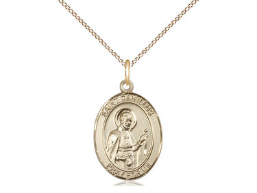 14kt Gold Filled St. Camillus of Lellis Patron Saint Medal Necklace 3/4 x 1/2 inch 18 inch chain Bliss USA