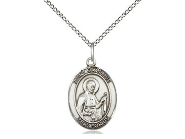 Sterling Silver St. Camillus of Lellis patron saint medal necklace with 18 inch chain by Bliss Manufacturing