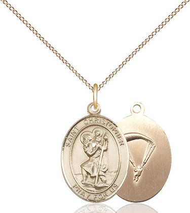 14kt Gold Filled St Christopher Paratrooper Medal Necklace 3/4x1/2 inch 18 inch chain Bliss