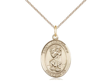 14kt Gold Filled St. Christopher Patron Saint Medal Necklace 3/4 x 1/2 with 18 inch chain by Bliss