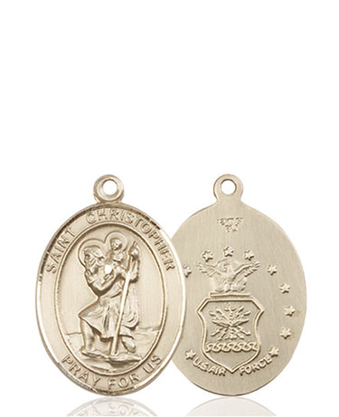 14kt Solid Gold St. Christopher Air Force Medal Pendant 3/4 x 1/2 handcrafted by Bliss