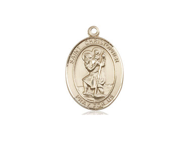14kt Solid Gold St. Christopher Patron Saint Medal Pendant 3/4 x 1/2 inches handcrafted by Bliss