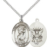 Sterling silver St. Christopher Navy patron saint medal necklace, 3/4 x 1/2 inch, 18 inch chain, handmade by Bliss
