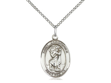Sterling silver St. Christopher patron saint medal necklace with 18 inch curb chain by Bliss