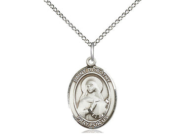 Sterling Silver St. Dorothy Patron Saint Medal Necklace 3/4 x 1/2 inches with 18 inch curb chain by Bliss