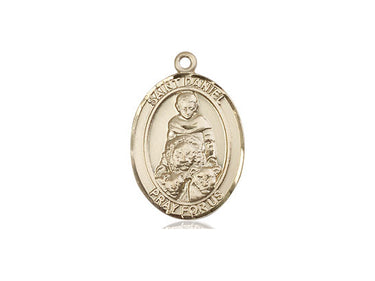 14kt solid gold St. Daniel patron saint medal pendant, medium 3/4 x 1/2 inches, handcrafted by Bliss Manufacturing USA
