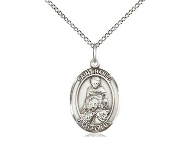 Sterling Silver St. Daniel Patron Saint Medal Necklace 3/4 x 1/2 inches with 18 inch curb chain by Bliss