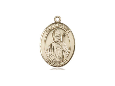 14kt Solid Gold St. Dennis Patron Saint Medal Pendant 3/4 x 1/2 inch by Bliss Manufacturing