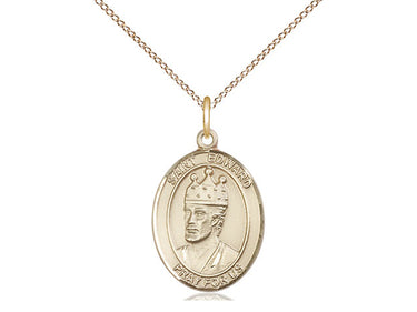 14kt gold filled St. Edward the Confessor patron saint medal necklace 3/4 x 1/2 with 18 inch chain by Bliss