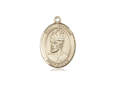 14kt Solid Gold St. Edward the Confessor Patron Saint Medal Pendant 3/4 x 1/2 inch by Bliss Manufacturing