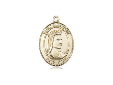 14kt Solid Gold St. Elizabeth of Hungary Patron Saint Medal Pendant 3/4 x 1/2 inch by Bliss