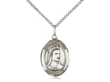 Sterling Silver St. Elizabeth of Hungary Patron Saint Medal Necklace 3/4 x 1/2 inch with 18 inch Chain by Bliss