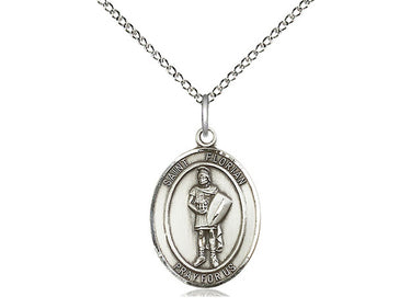 Sterling Silver St. Florian Patron Saint Medal Necklace 3/4 x 1/2 inch with 18 inch chain by Bliss Manufacturing