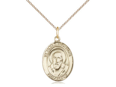 14kt Gold Filled St. Francis de Sales Medal Necklace 3/4 x 1/2 with 18 inch Chain Teacher Patron Saint by Bliss