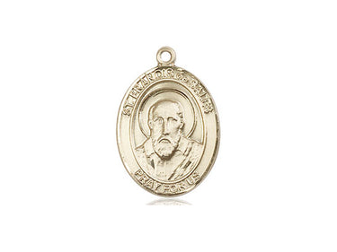 14kt Solid Gold St. Francis de Sales Medal Pendant 3/4 x 1/2 Teacher Patron Saint by Bliss Manufacturing