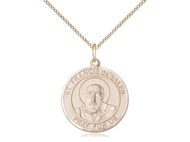 14kt Gold Filled St. Francis de Sales Patron Saint Medal Necklace 3/4 x 5/8 inches on 18 inch chain by Bliss