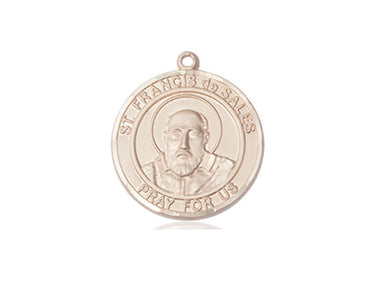 14kt Solid Gold St. Francis de Sales Patron Saint Medal Pendant 3/4 x 5/8 inches by Bliss