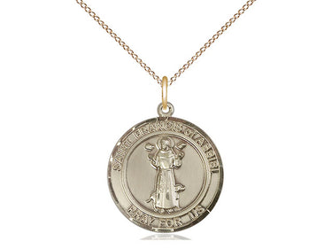 14kt Gold Filled St. Francis of Assisi patron saint medal necklace 3/4 x 5/8 pendant with 18 inch chain by Bliss Manufacturing