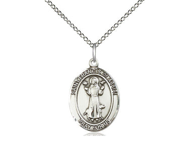 Sterling Silver St. Francis of Assisi medal necklace with 3/4 inch pendant on 18 inch chain by Bliss