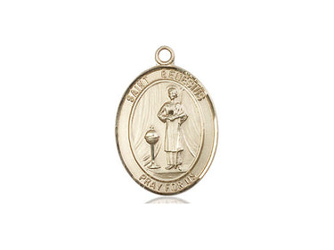 14kt Solid Gold Medium St. Genesius of Rome Patron Saint Medal Pendant 3/4 x 1/2 inch by Bliss USA