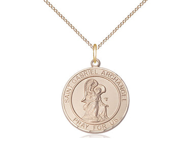 14kt Gold Filled St. Gabriel the Archangel Patron Saint Medal Necklace Medium 3/4 inch by 5/8 inch on 18 inch Chain by Bliss