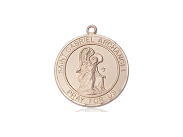 14kt Solid Gold St. Gabriel the Archangel Patron Saint Medal Pendant 3/4 x 5/8 by Bliss Manufacturing