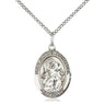 Sterling silver St. Gabriel the Archangel patron saint medal necklace - medium 3/4 x 1/2 inch - 18 inch curb chain - Bliss Manufacturing