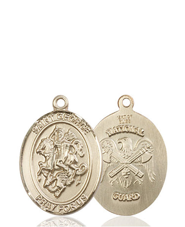 14kt solid gold St. George National Guard medal pendant 3/4 x 1/2 inch handcrafted by Bliss Manufacturing