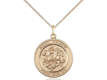 14kt Gold Filled St. George Patron Saint Medal Necklace 3/4x5/8 18 inch Chain Bliss USA