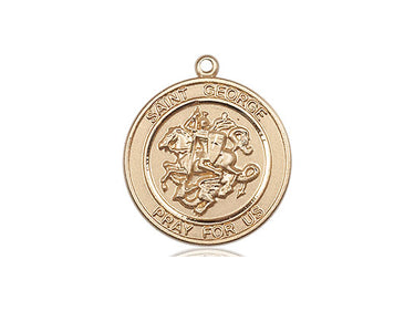 14kt Solid Gold St. George Medal Pendant 3/4 x 5/8 inches Handcrafted by Bliss Manufacturing