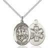 Sterling silver St. George EMT patron saint medal necklace for paramedics and first responders, 3/4 x 1/2 pendant on 18 inch chain, handcrafted by Bliss