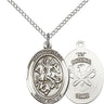 Sterling silver St. George National Guard medal necklace with 3/4 inch pendant on 18 inch chain by Bliss